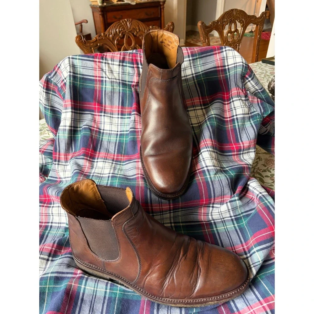 Johnston & Murphy Mens Brown Leather Chelsea Boots Memory Foam 25-3352 10M